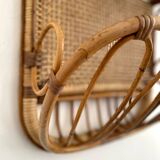 Mid-century bamboo and glass shelf with magazine stand, circa 1960, italy