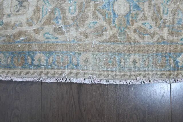 1970s Vintage Persian Handmade Wool Cotton Beige Area Rug 292x396