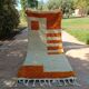 Handmade orange and white wool rug, traditionally crafted, size 140 x 260 cm