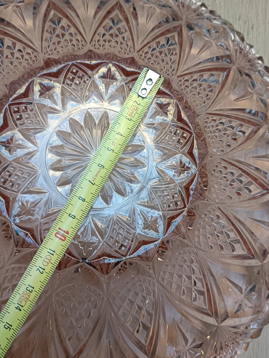 Grand plat Art déco verre rose