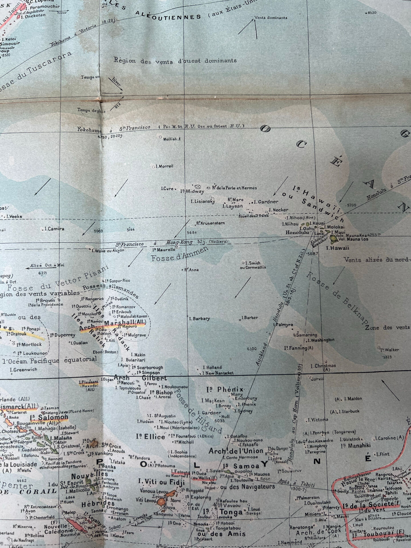 Carte ancienne Océanie 69x48cm