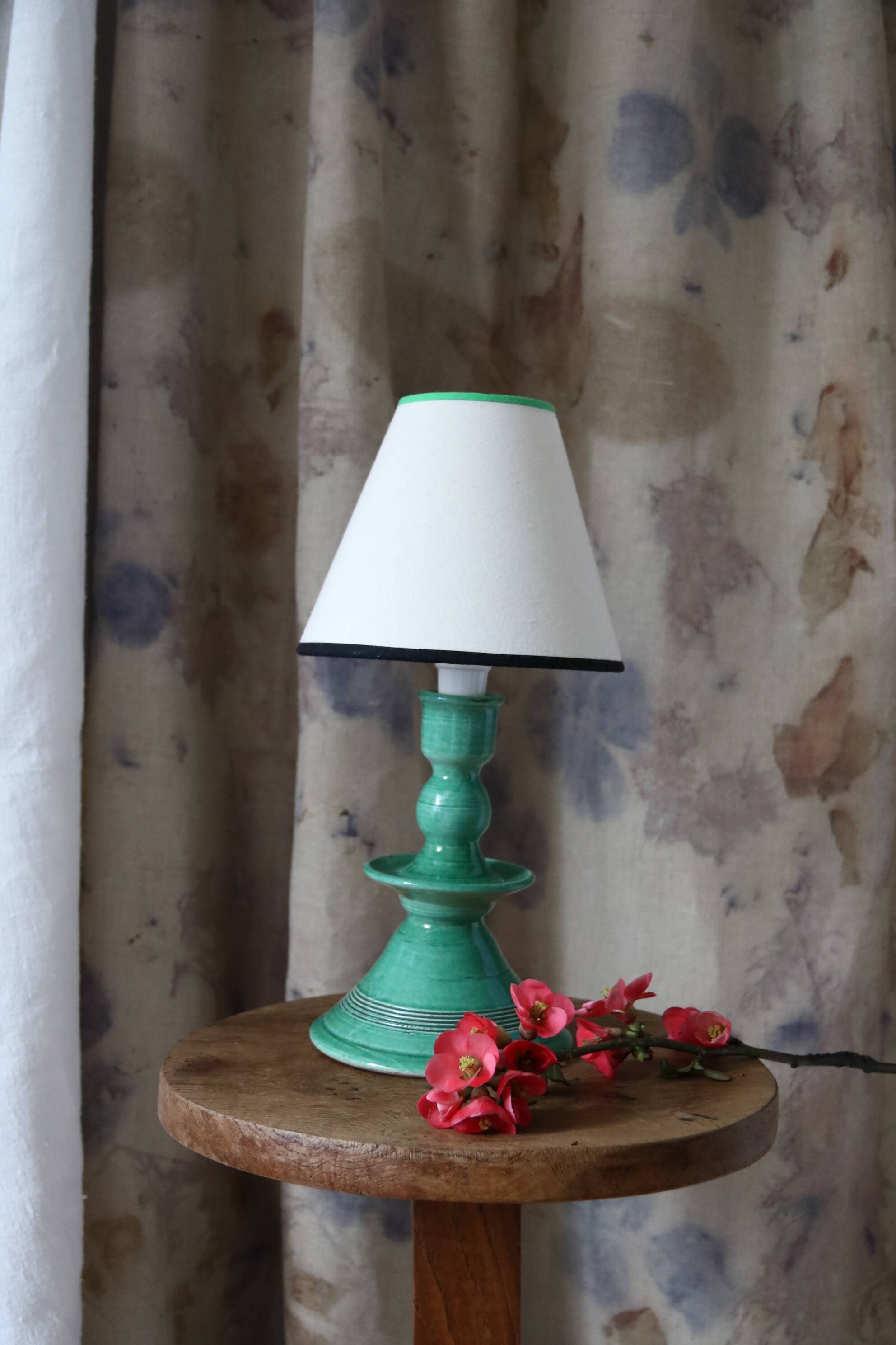 Green ceramic bedside lamp