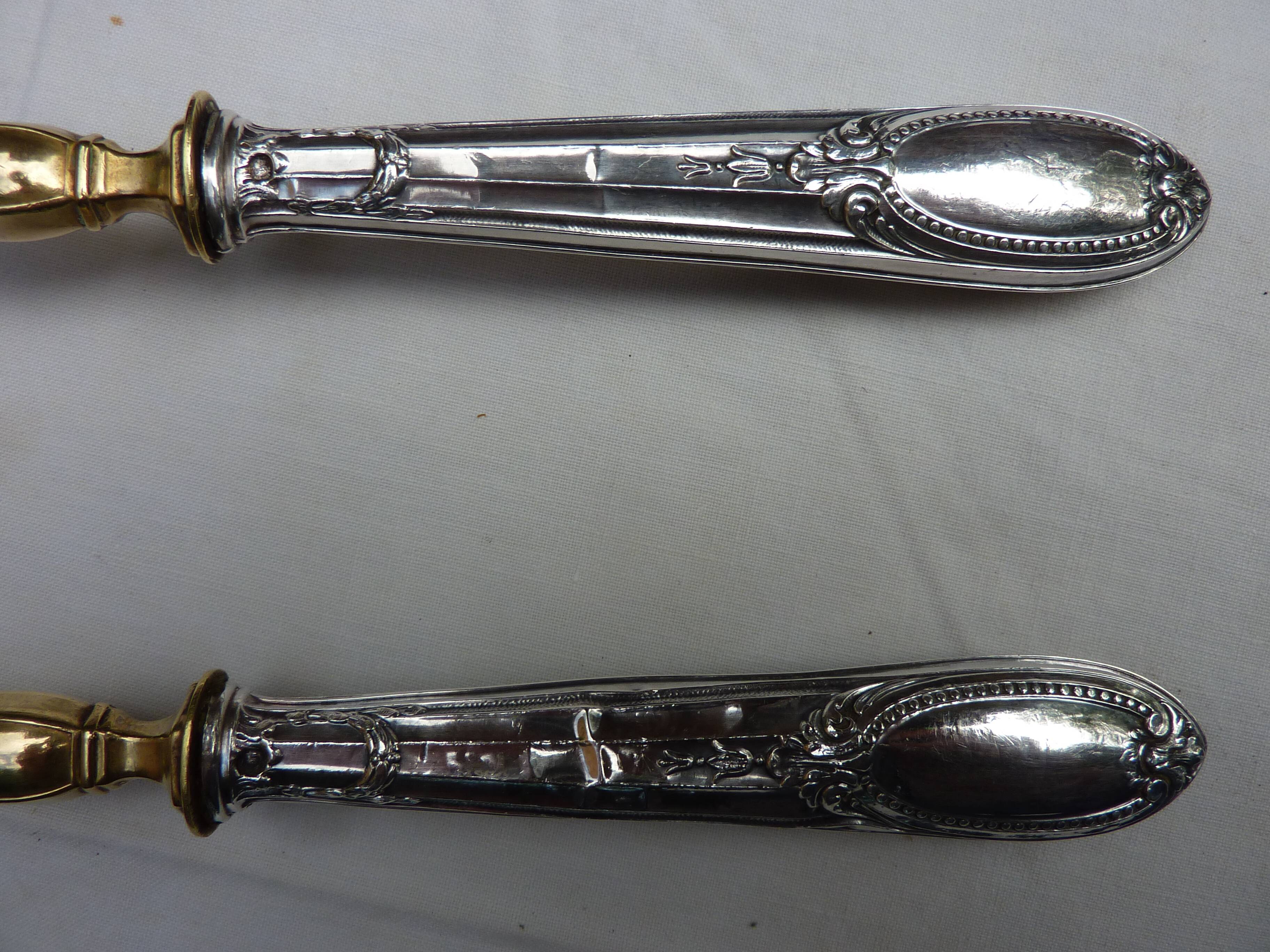 Filled silver salad serving cutlery, minerva hallmark