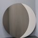 Large 1980s Italian smoke-tinted round mirror with white geometric segment