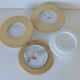 Set of 3 vintage sconces wood glass minimalist wall lamps flush mount light