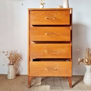 Vintage 1950s wooden chest of drawers – 4 drawers – tapered legs