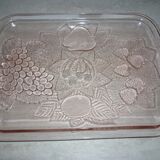 Pink glass top art deco fruits