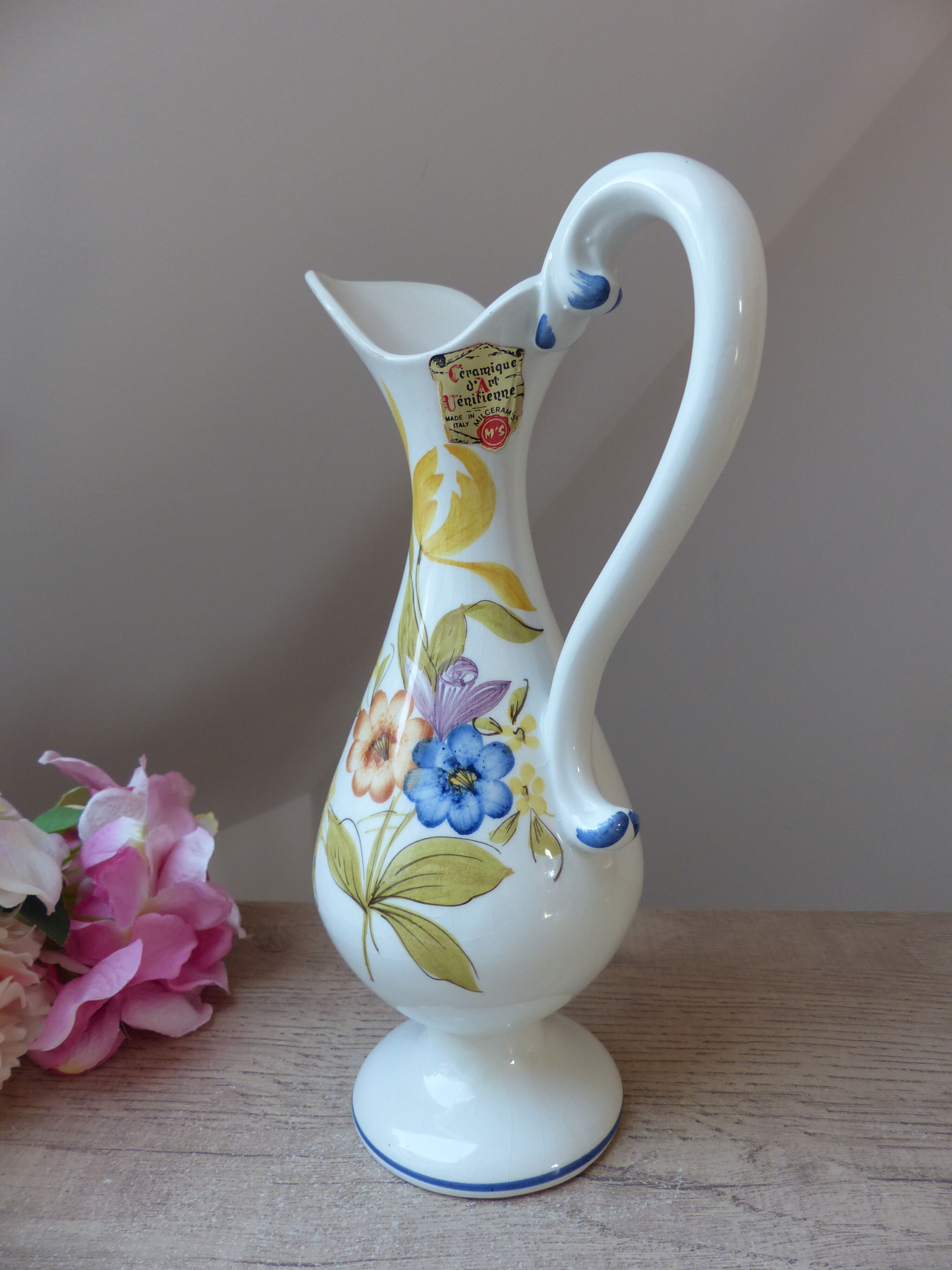 Vintage Pichet Aiguière en Céramique Vénitienne d'art (Milceram's)