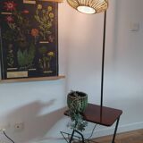 Floor lamp with magazine rack and shelf 50's