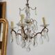 Small chandelier cage with pendants and brass frame louis XV style