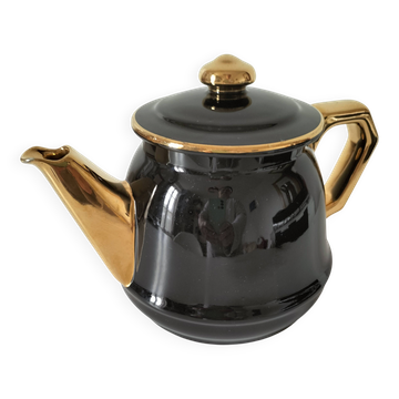 Théière vintage noire et dorée RIO – Style Art déco