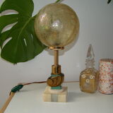 Art Deco nautilus table lamp, marble and golden globe