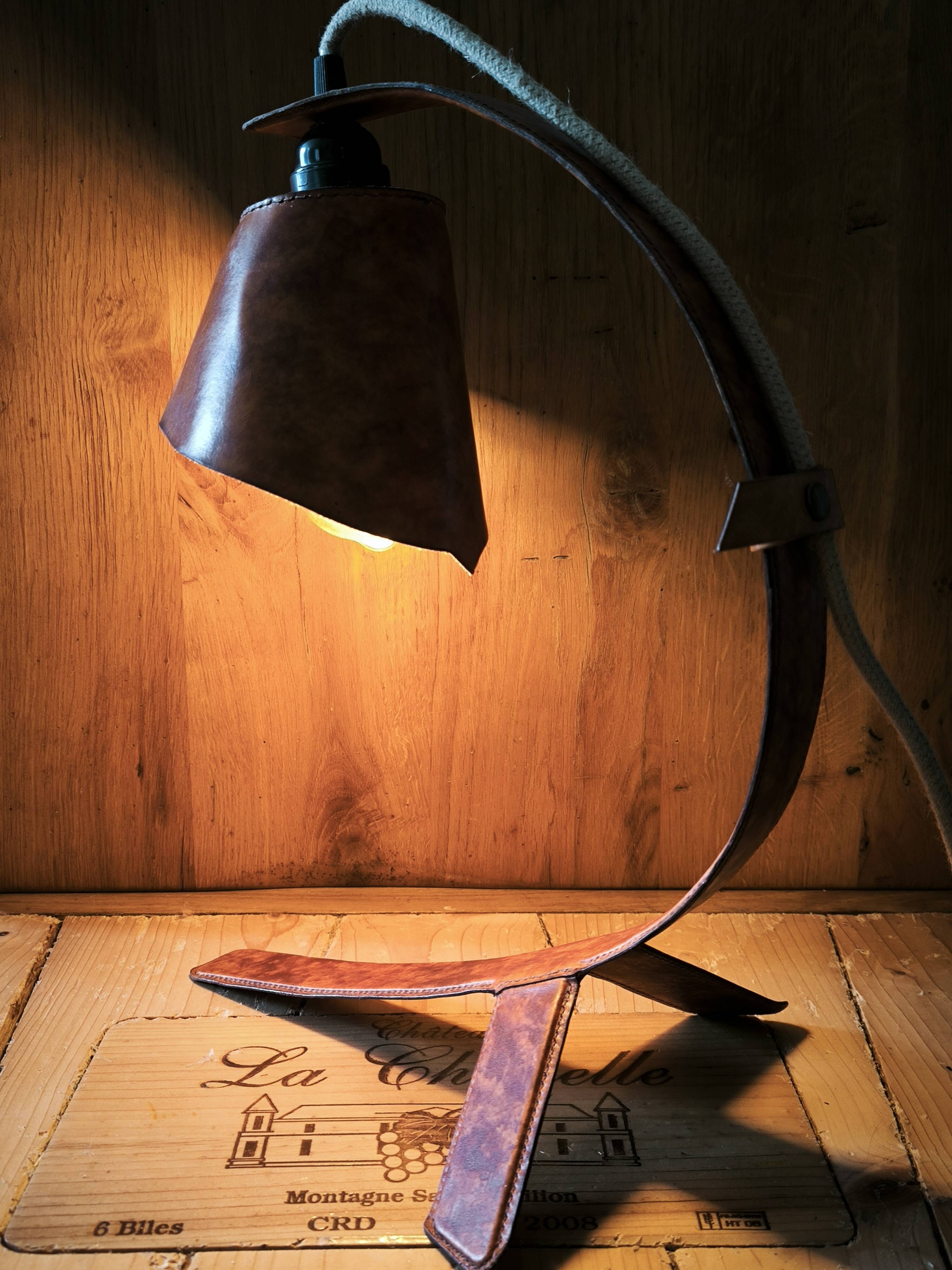 "Organic" Desk Lamp Marble Italian Vegetable Leather & Aluminium