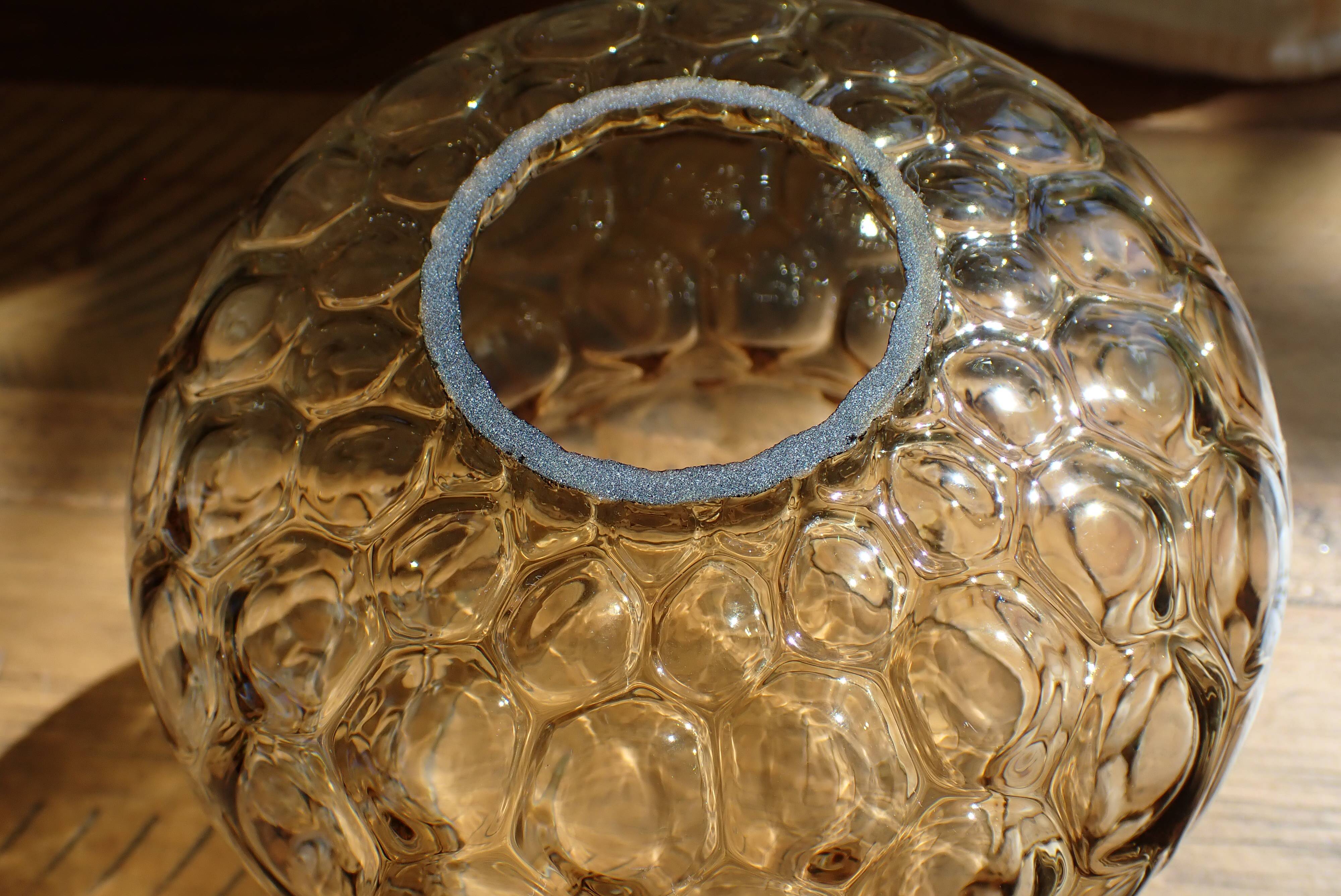 Amber glass globe for lighting - honeycomb relief