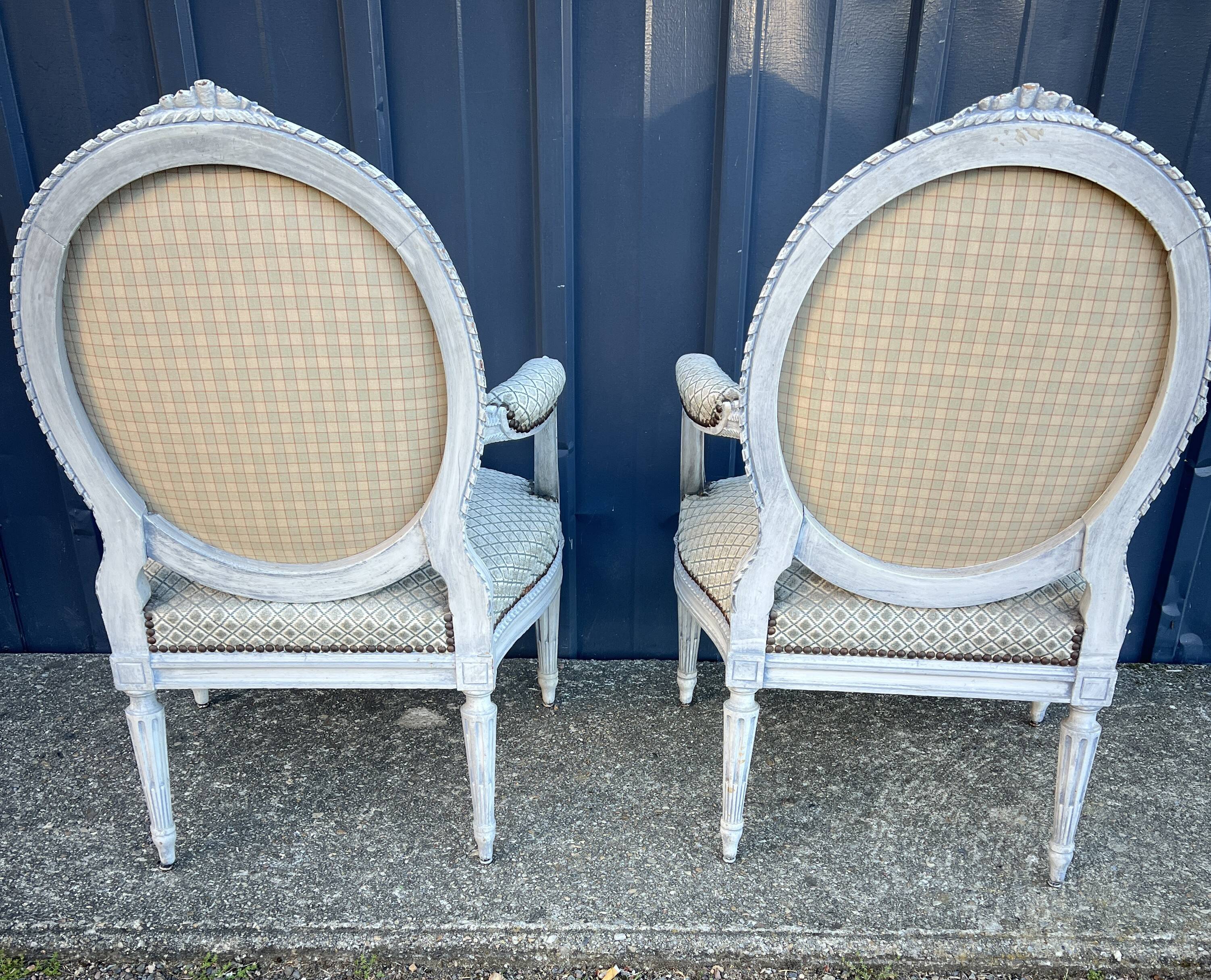 Pair of Louis XVI style armchairs