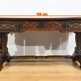 Oak Desk Table, Neo-Gothic style – Early 20th century