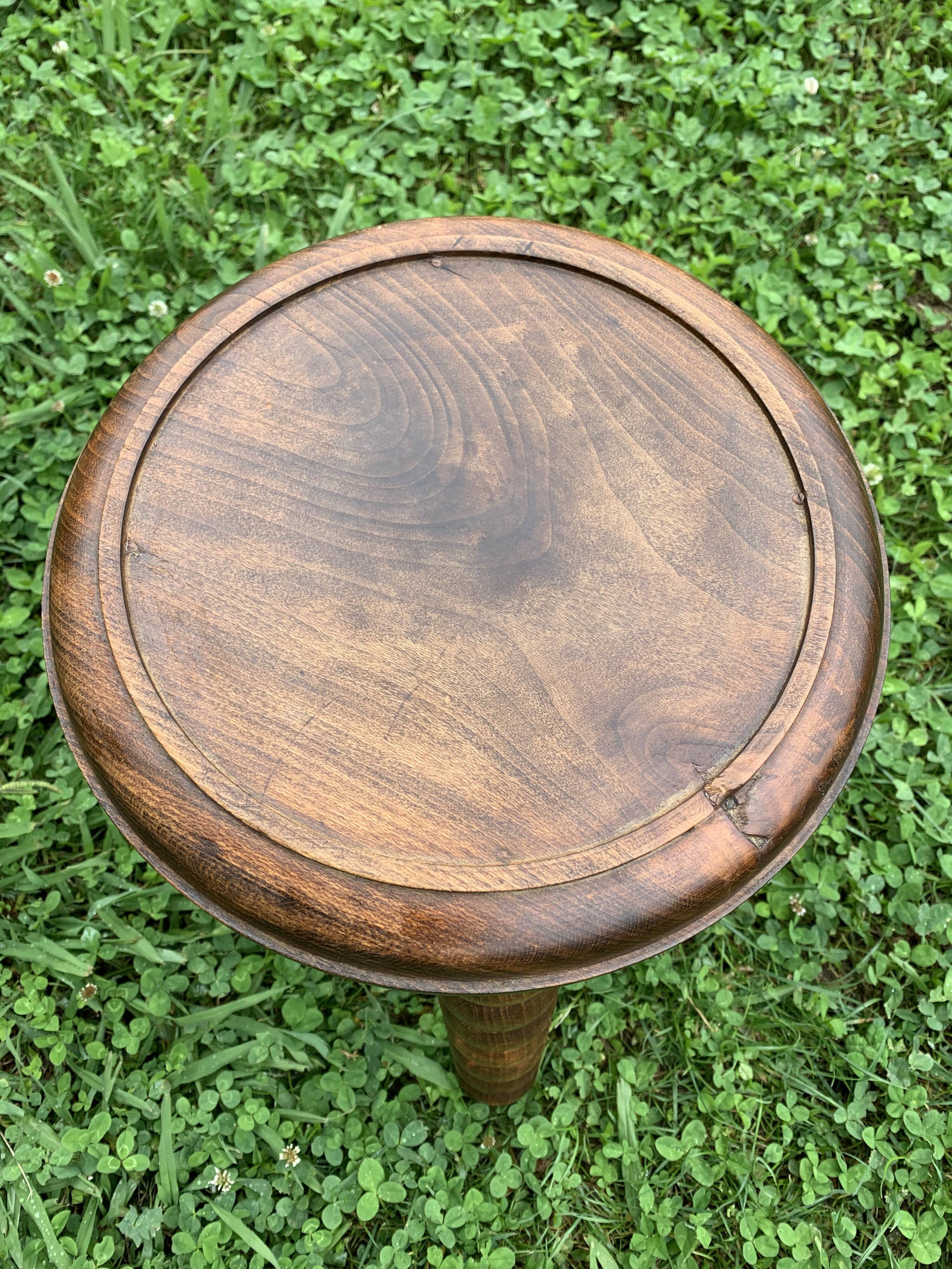 French turned wood stool 1950