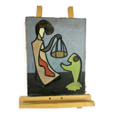 Tableau "Échange surréaliste" signé Molome 57