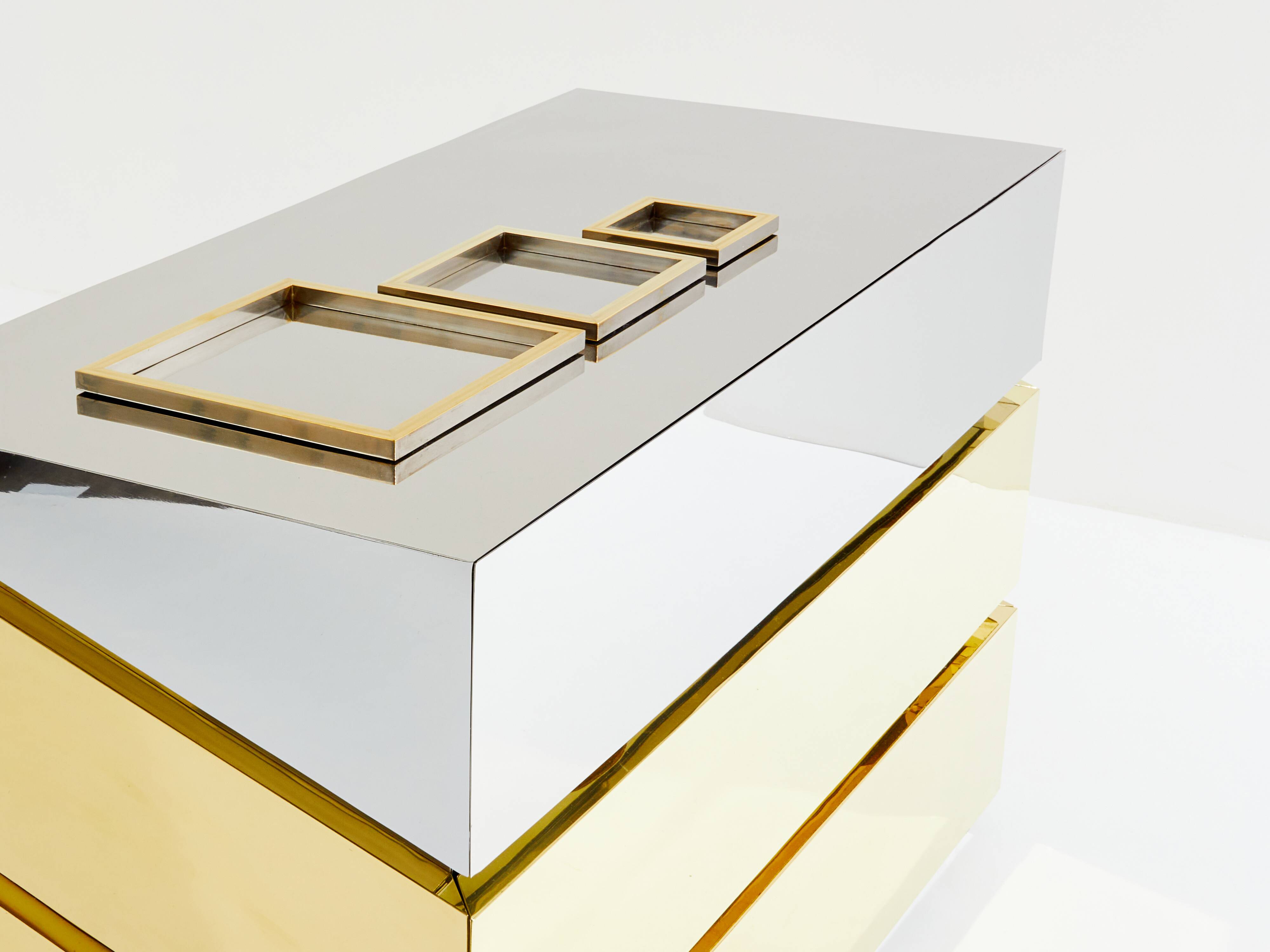 Gabriella Crespi model Mr Mme chest of drawers chrome brass 1972