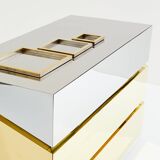 Commode chrome laiton 1972 Gabriella Crespi modèle Mr Mme