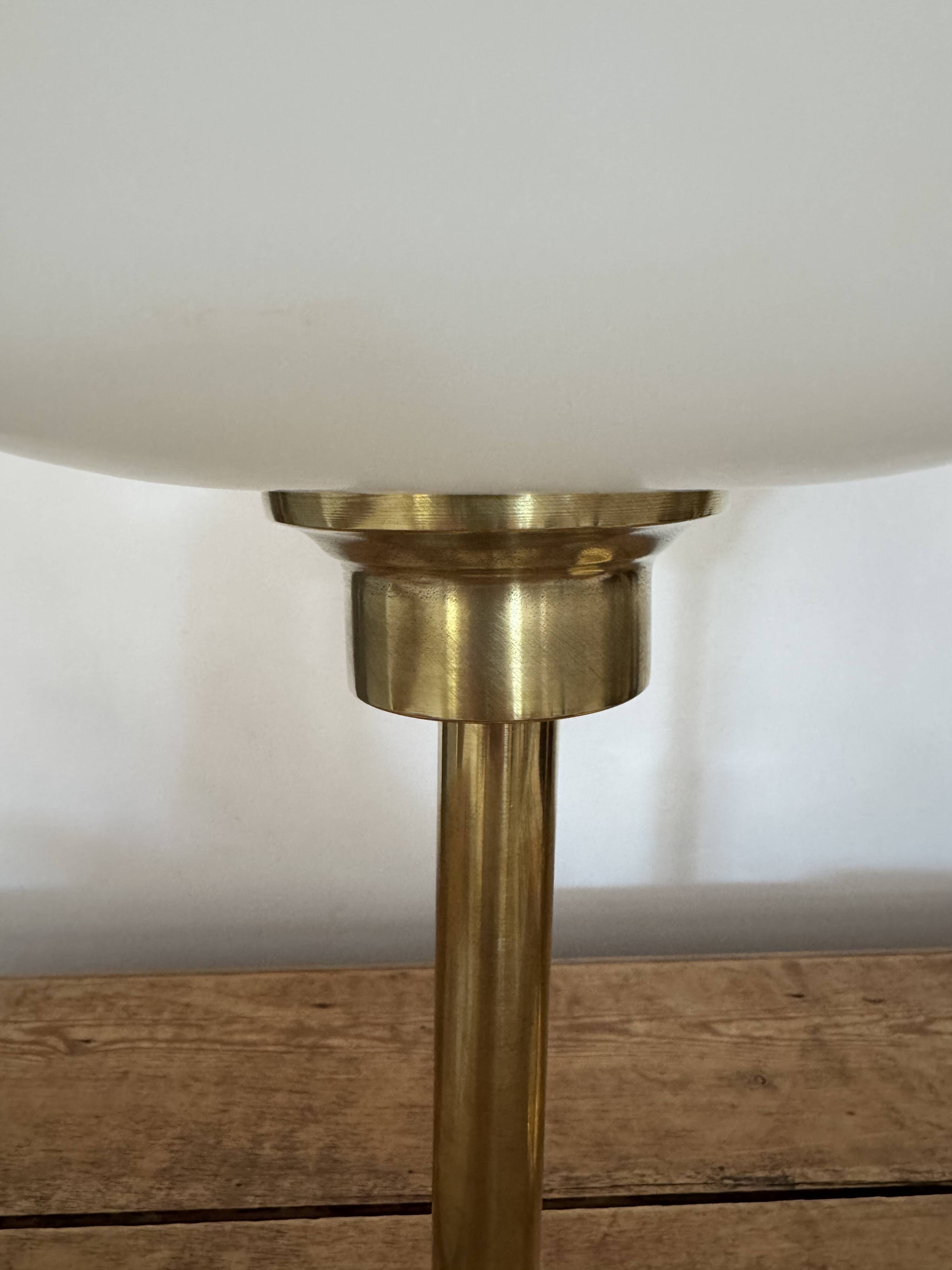 Vintage opaline brass table lamp