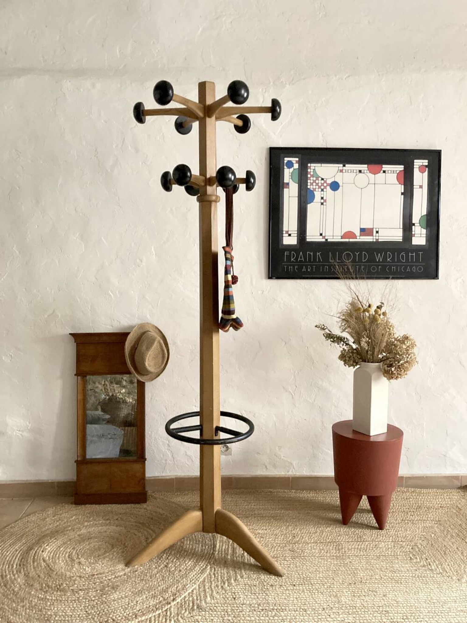 Stella beechwood coat rack, 1950s