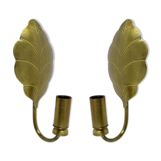 Set of 2 Belgian brass wall lamps, 1970s