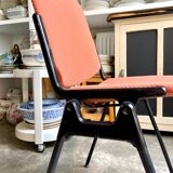 DSC 106 chair in peach cotton and black metal by Giancarlo Piretti for Anon