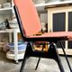 DSC 106 chair in peach cotton and black metal by Giancarlo Piretti for Anon