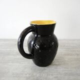 Ancien Pichet en Céramique Noire & Jaune - PL France Resille