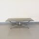 Vintage glass and chromed metal coffee table from the 70s