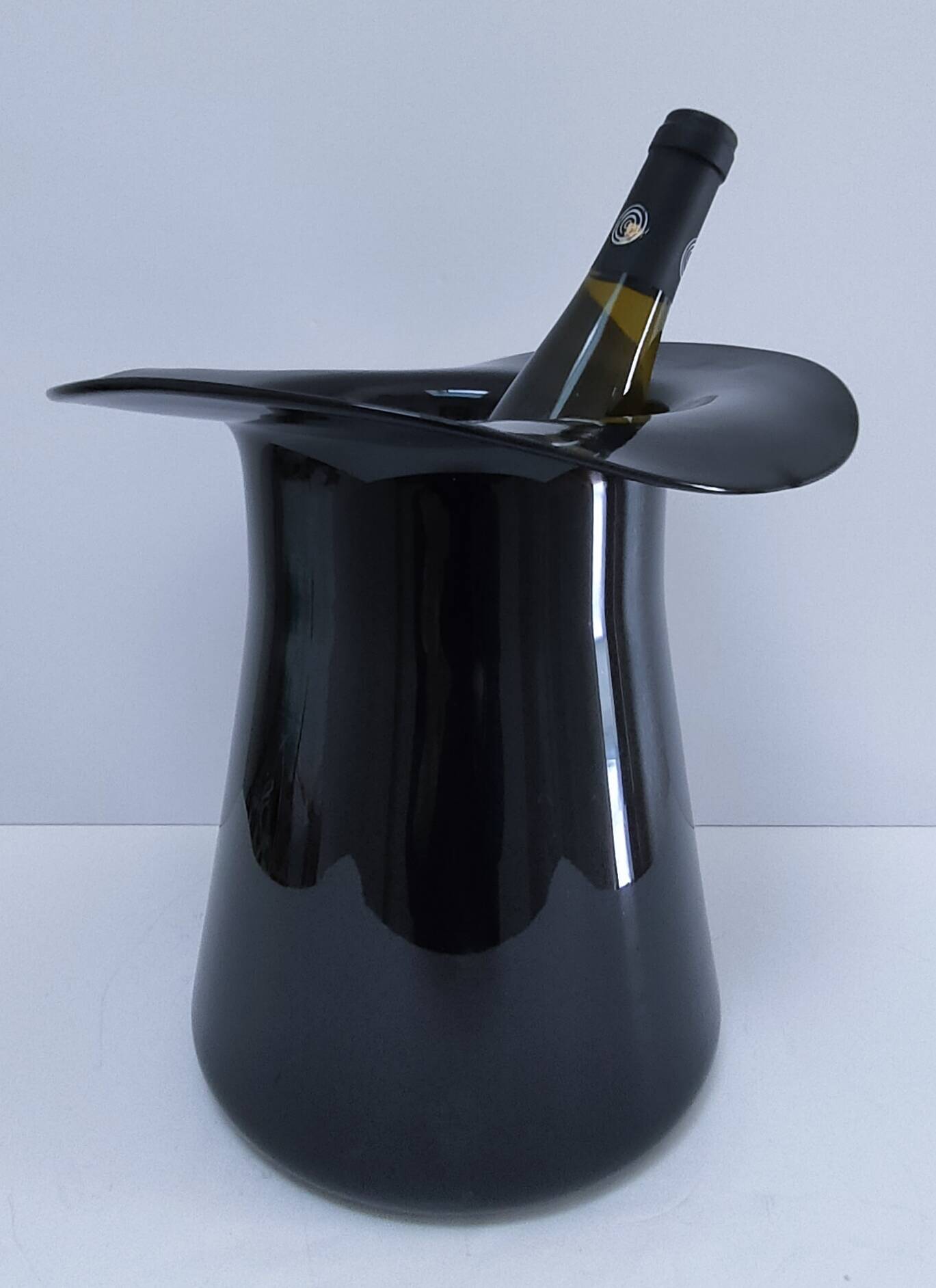 ice bucket and black Murano champagne glass from the 1980s