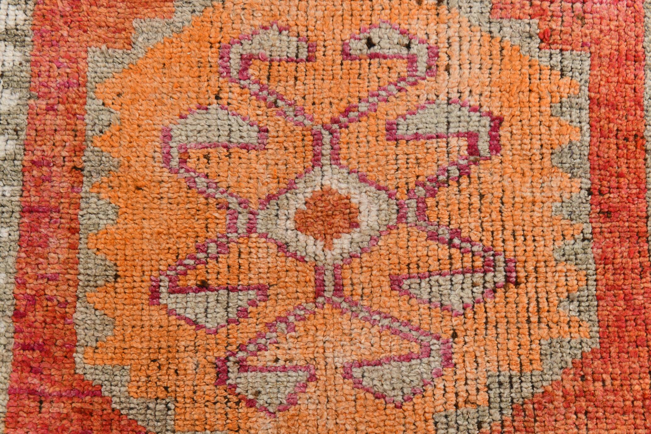 3x10 Pumpkin Orange & Pink Turkish Runner Rug, 96x309Cm