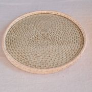 Varnished rattan tray