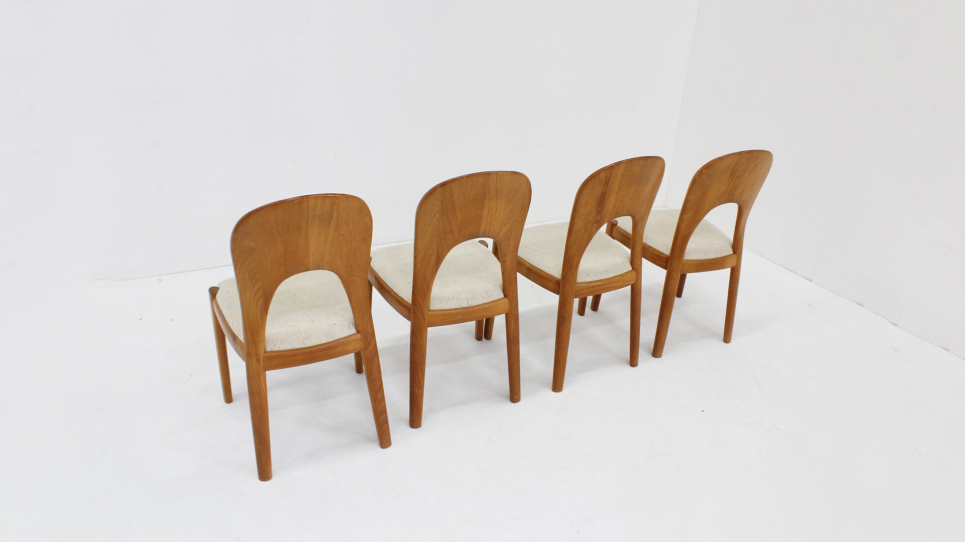 Vintage Danish solid teak dining chairs by Niels Koefoed 1960s set of 4