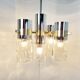 Vintage italian glass and chrome chandelier, 1970s