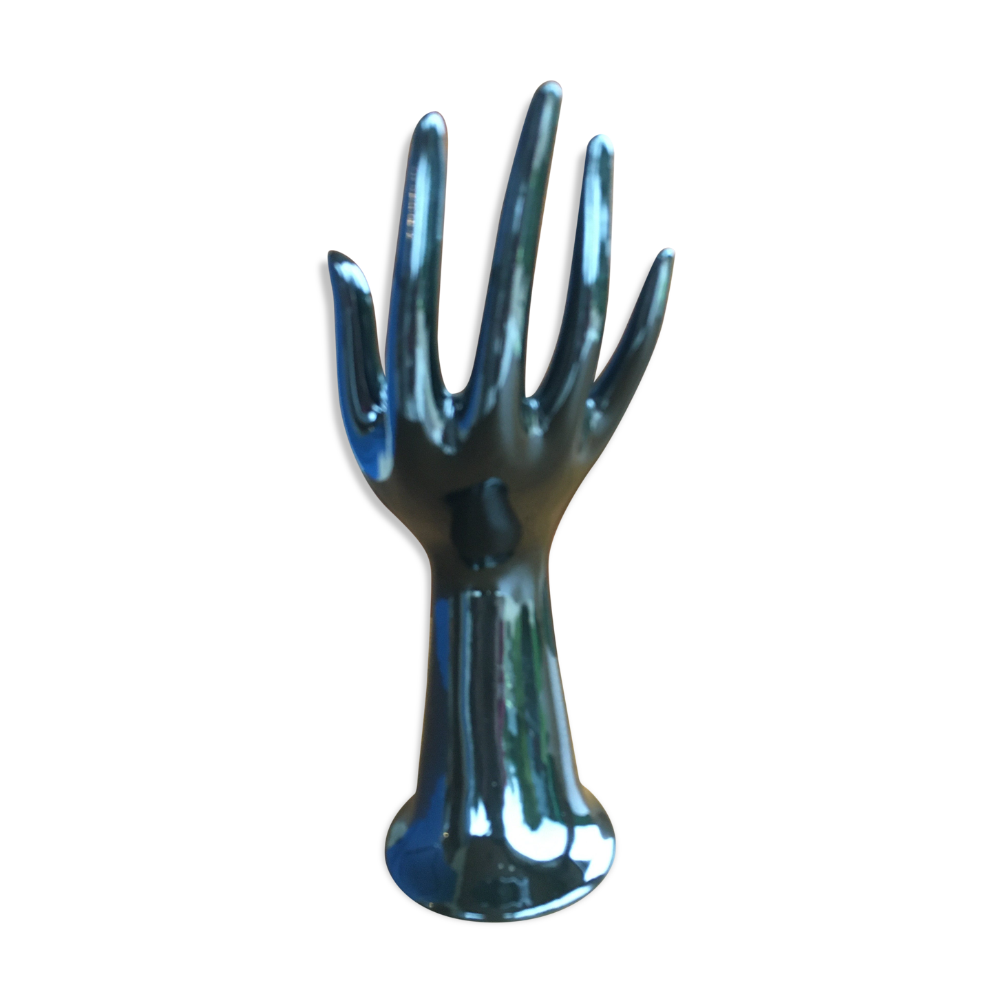 Hand baguier soliflora in black ceramic