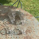 6 clear glass wine glasses with antique chiseled flower pattern