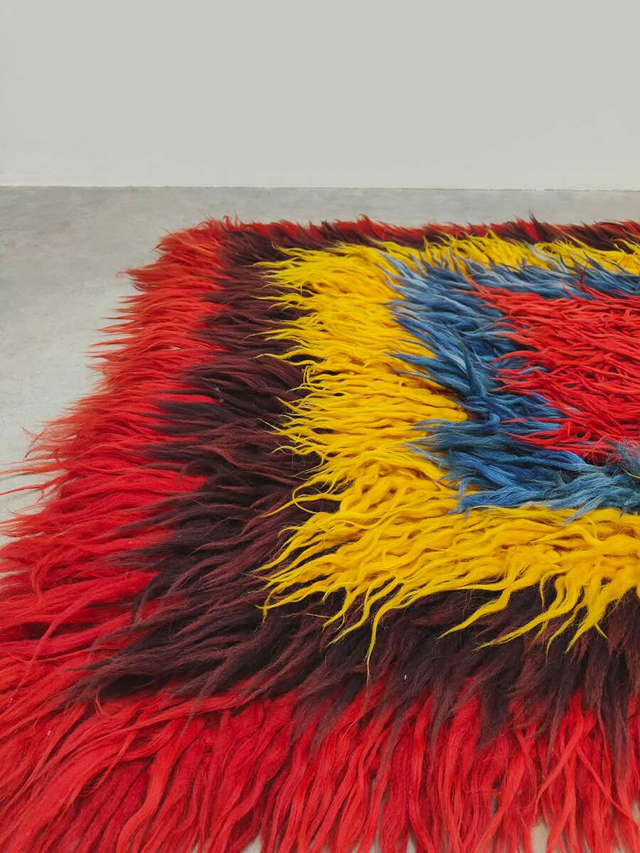 Tapis turc Tulu vintage 'Couleurs géométriques'