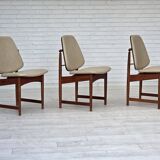 Années 1960, design danois par Arne Vodder, ensemble de 3 chaises, bois de teck, meubles