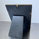 Vintage art deco  metal brass picture frame 15 cm x 11 cm convex glass