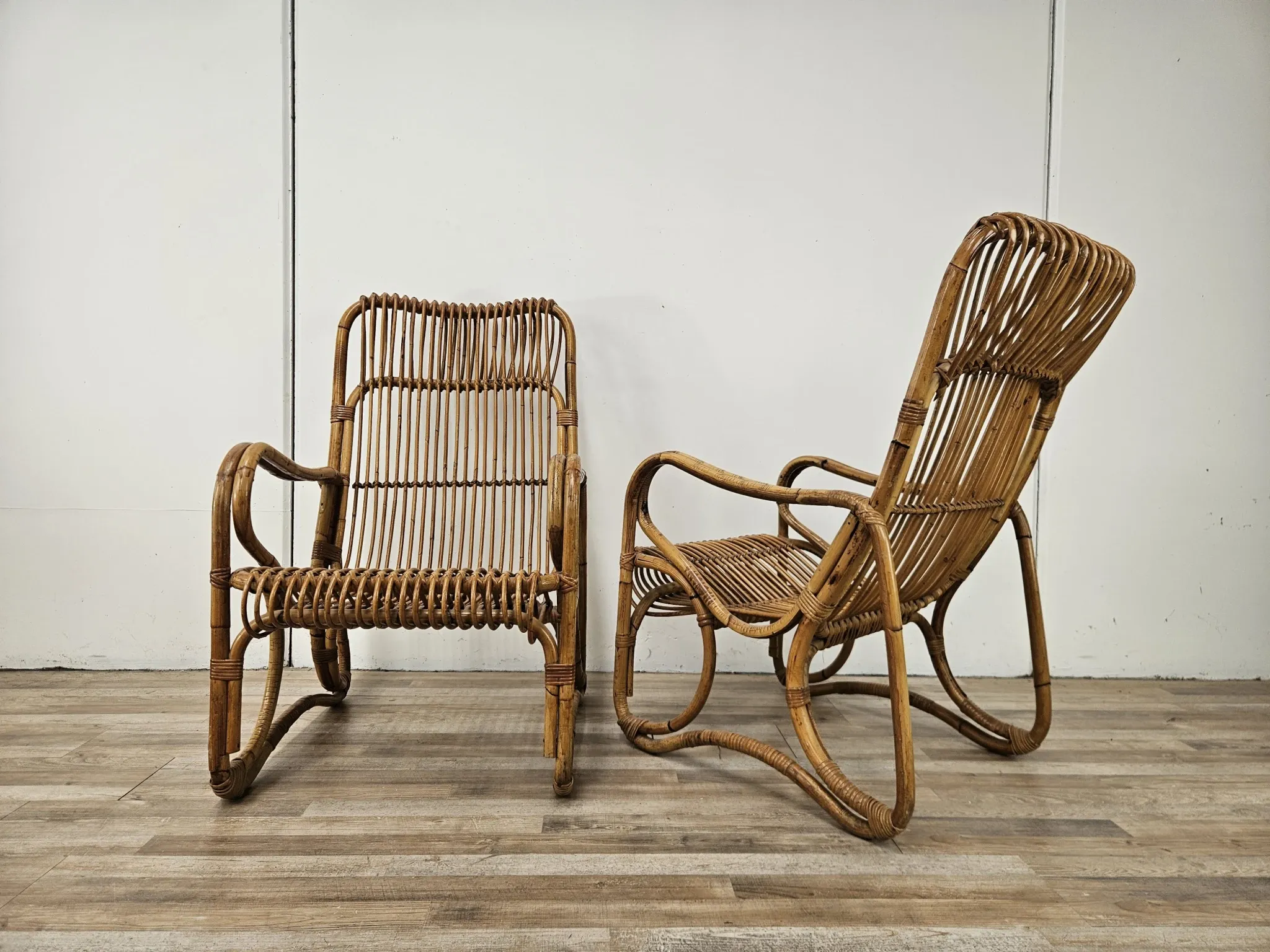 Chaises en osier vintage, 1970