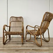 Chaises en osier vintage, 1970