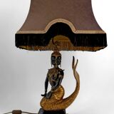 Sculptural Lamp in Bronze with double green and gold patina, Suvannamaccha