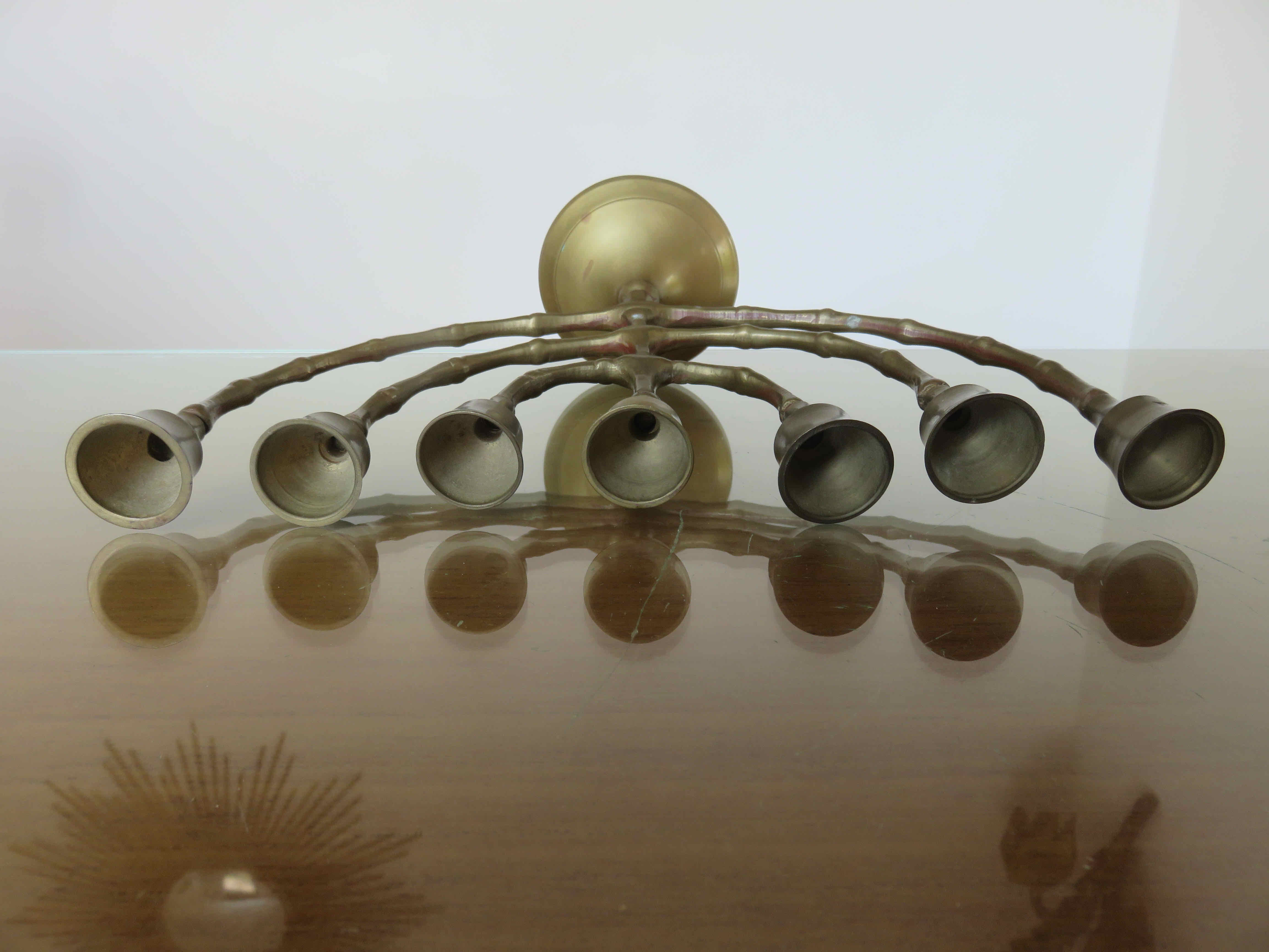 Menorah hanukkah candle holder in brass 7 candles