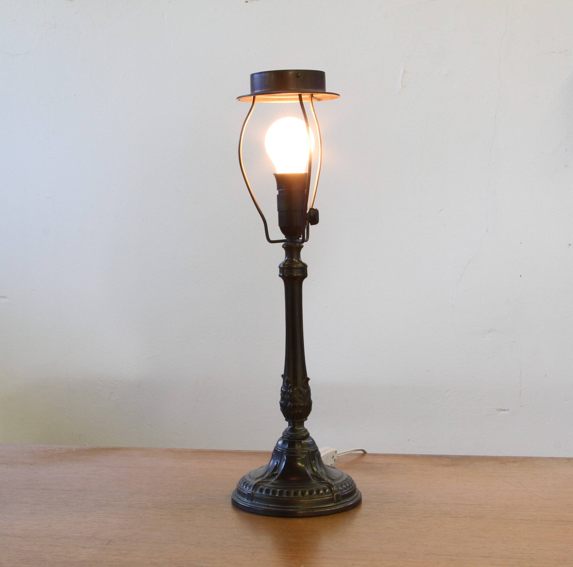 Vintage 1920s Danish table lamp in the style of Just Andersen Diskometal design
