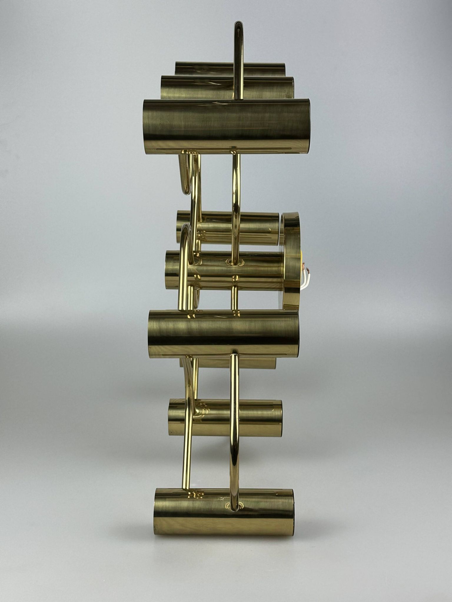 60s 70s 9-bulb ceiling lamp from Leola Leuchten Germany in brass