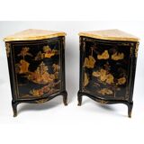 Pair of black wood corner buffets