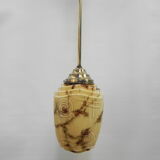 Art deco hanging lamp with marbled glass shade