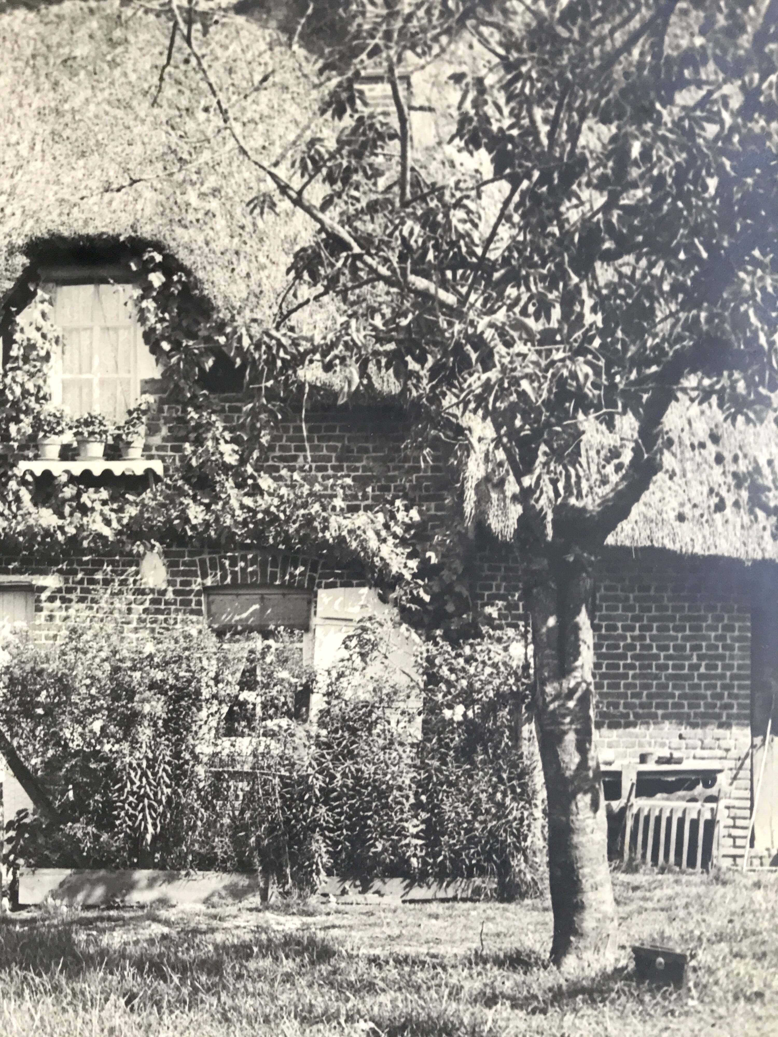 Georges lefebvre, old cottage, black and white photo, circa 1930. signed in ink